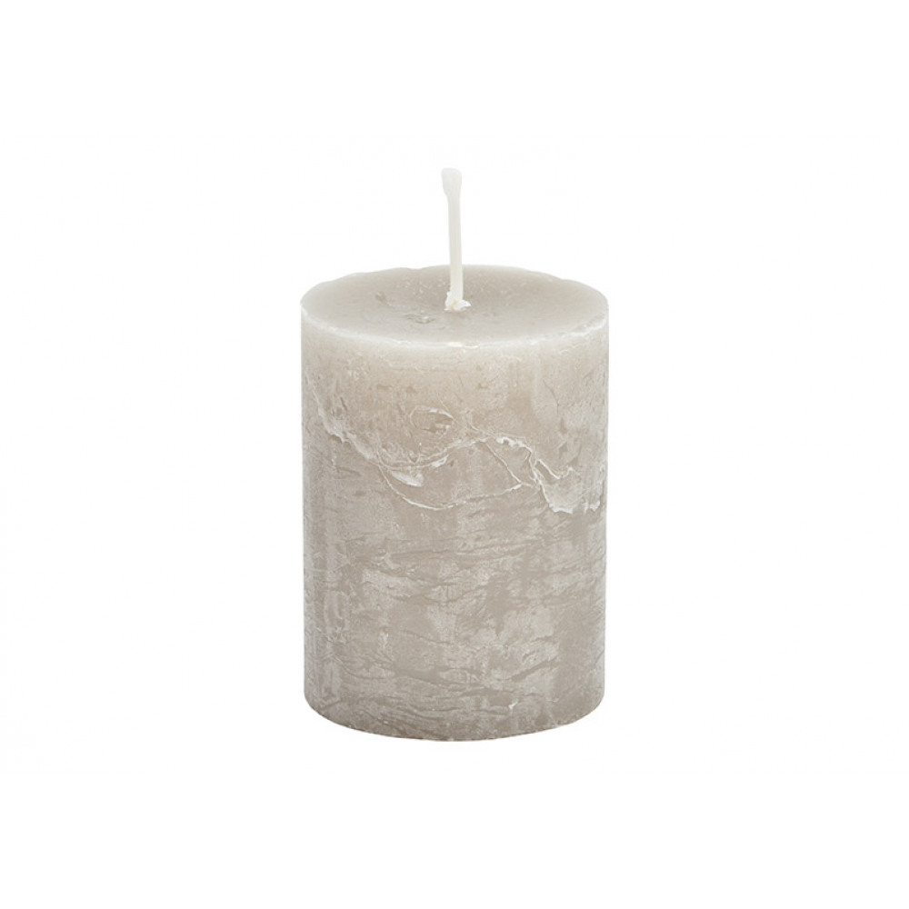 Lumanare de ceara gri deschis, pentru decor, 6,8x9x6,8 cm