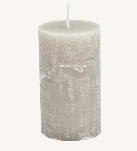 Lumanare de ceara gri deschis, pentru decor, 6,8x12x6,8 cm