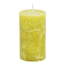 Lumanare de ceara verde masline deschis, pentru decor, 6,8x12x6,8 cm